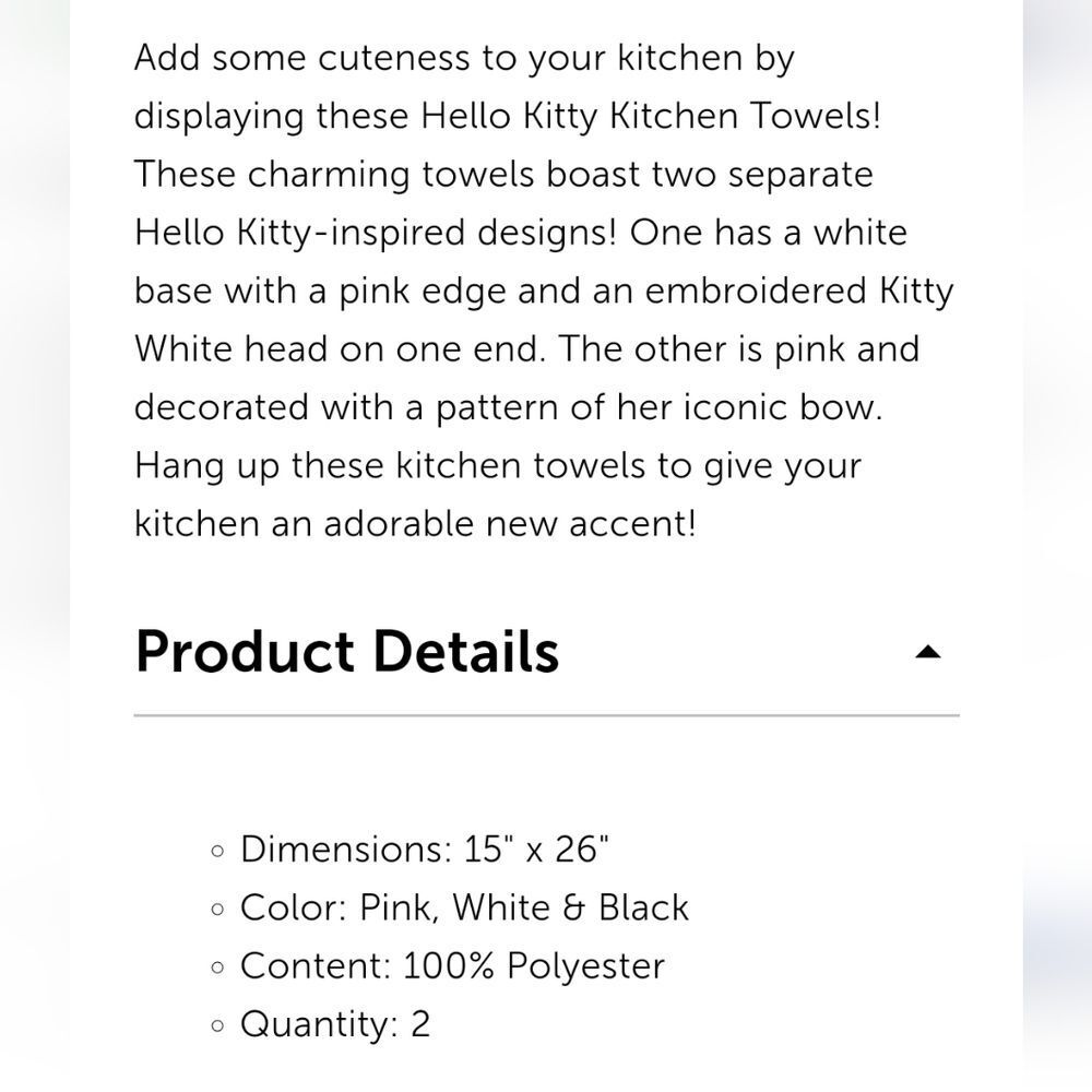 Hello Kitty Kitchen Hand Towel Set - Picture 3 of 5